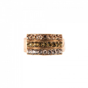 Inel placat cu Aur roz de 24K, cu cristale Swarovski, Jackie | 7008-39132RG-Bej-7424