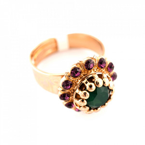 Inel placat cu Aur roz de 24K, cu cristale Swarovski, Luck | 7173-1019RG-Multicolor-7734
