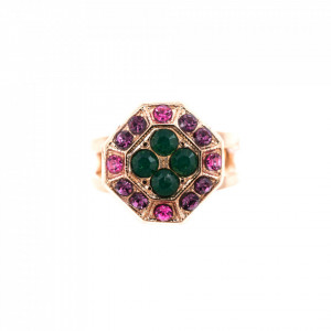 Inel placat cu Aur roz de 24K, cu cristale Swarovski, Luck | 7420/4-1033RG-Multicolor-8004