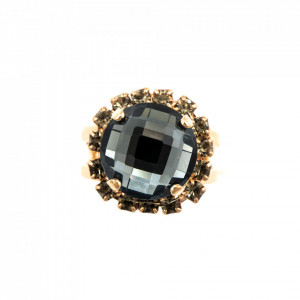 Inel placat cu Aur roz de 24K, cu cristale Swarovski, Nightfall | 7137/1A-215-3RG-Albastru-8314