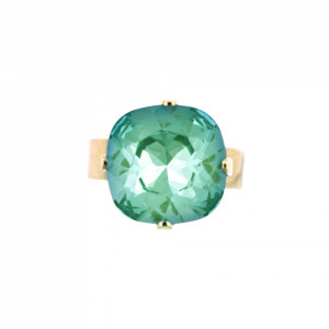 Inel placat cu Aur roz de 24K, cu cristale Swarovski, Silky Sage DeLite | 7326/4-169RG-Verde-7924