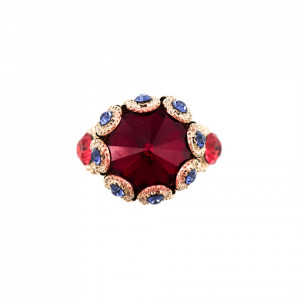 Inel placat cu Aur roz de 24K, cu cristale Swarovski, Xenia - Odyssey | 7042-1091RG-Multicolor-7844