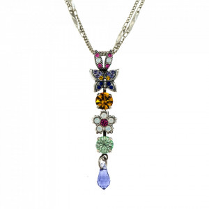 Pandantiv cu lant placat cu Argint 925, cu cristale Swarovski, Flower Power | 5414/2-M803SP-Multicolor-6934