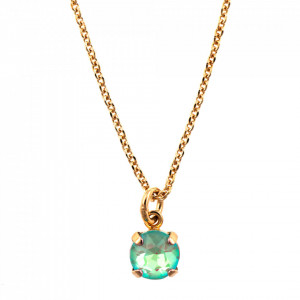 Pandantiv cu lant placat cu Aur roz de 24K, cu cristale Swarovski, Fern | 5440-146RG-Verde-8934