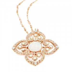 Pandantiv cu lant placat cu Aur roz de 24K, cu cristale Swarovski, On a Clear Day | 5050-M001RG-Transparent-6844