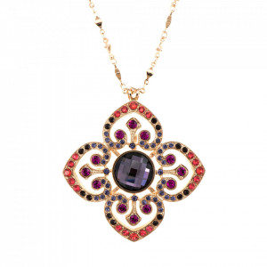 Pandantiv cu lant placat cu Aur roz de 24K, cu cristale Swarovski, Xenia - Odyssey | 5050-1091RG-Multicolor-6344