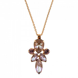 Pandantiv cu lant placat cu Aur roz de 24K, cu cristale Swarovski, Cappuccino DeLite | 5030/70-148212RG-Multicolor-6304