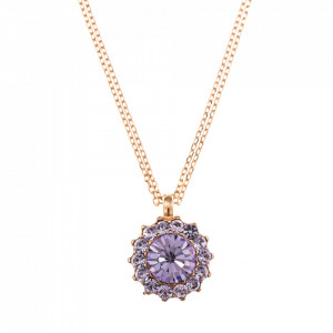 Pandantiv cu lant placat cu Aur roz de 24K, cu cristale Swarovski, Violet - Colors | 5034/1-371371RG-Mov-6314