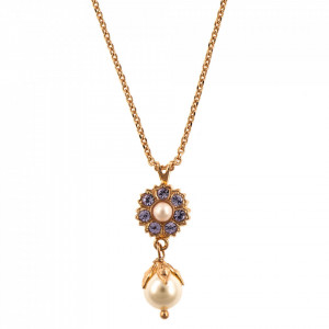 Pandantiv cu lant placat cu Aur roz de 24K, cu cristale Swarovski, Romance | 5074/2-M48-10RG-Multicolor-6394
