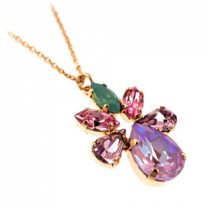 Pandantiv cu lant placat cu Aur roz de 24K, cu cristale Swarovski, Lavender | 5032/8-1910RG-Multicolor-6804
