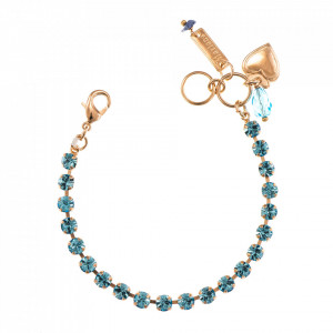 Bratara placata cu Aur roz de 24K, cu cristale originale, March Lucky Birthstone | 4000-202202RG