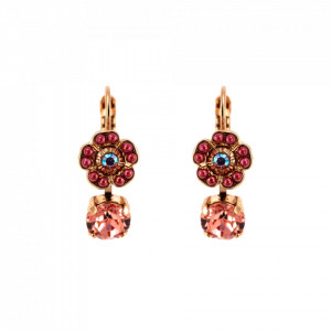 Cercei placati cu Aur roz de 24K, cu cristale Swarovski, Antigua | 1211-223-1RG6-Roz-5525