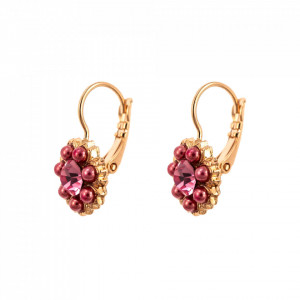 Cercei placati cu Aur roz de 24K, cu cristale Swarovski, Antigua | 1411/2-223-1RG6-Roz-5925