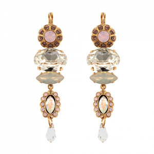 Cercei placati cu Aur roz de 24K, cu cristale Swarovski, Aura | 1076-1112RG6-Multicolor-1745