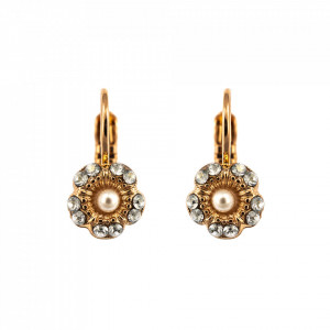 Cercei placati cu Aur roz de 24K, cu cristale Swarovski, Earl Grey | 1028/3-1132RG6-Alb/Gri-9045