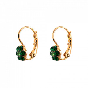 Cercei placati cu Aur roz de 24K, cu cristale Swarovski, Emerald | 1166/1-205360RG6-Verde-8955