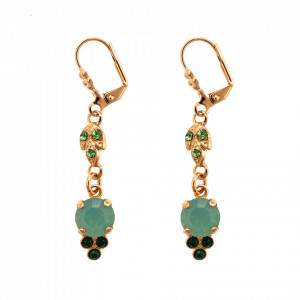 Cercei placati cu Aur roz de 24K, cu cristale Swarovski, Fern | 1013-390RG1-Verde-8505