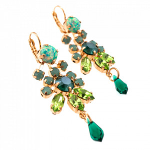 Cercei placati cu Aur roz de 24K, cu cristale originale, Fern | 1529SO-M2143RG6