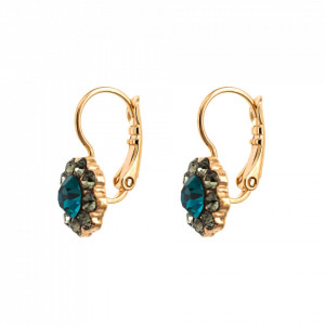 Cercei placati cu Aur roz de 24K, cu cristale Swarovski, Nightfall | 1379-1114RG6-Albastru-5855