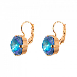 Cercei placati cu Aur roz de 24K, cu cristale Swarovski, Ocean DeLite | 1326/4-143RG6-Albastru-5815