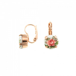 Cercei placati cu Aur roz de 24K, cu cristale Swarovski, Seashell | 1445-13831RG6-Multicolor-6405
