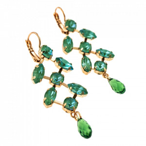 Cercei placati cu Aur roz de 24K, cu cristale Swarovski, Silky Sage DeLite | 1105-169169RG6-Verde-2165