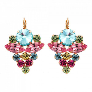 Cercei placati cu Aur roz de 24K, cu cristale Swarovski, Spring Flowers | 1037R/1-2141RG6-Multicolor-1485