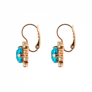 Cercei placati cu Aur roz de 24K, cu cristale Swarovski, Spring Flowers | 1002/3-2141RG6-Multicolor-1665