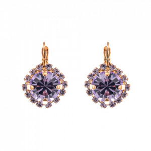 Cercei placati cu Aur roz de 24K, cu cristale Swarovski, Violet - Colors | 1137/1-371371RG6-Mov-2045