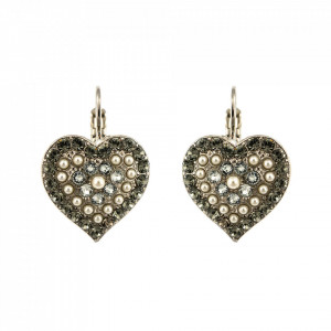 Cercei placati cu rodiu, cu cristale Swarovski, Earl Grey | 1007-1132RO6-Alb/Gri-8985
