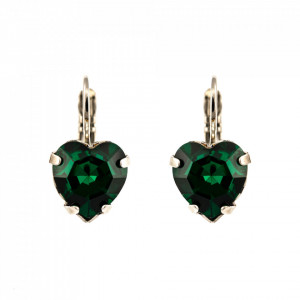 Cercei placati cu rodiu, cu cristale Swarovski, Emerald | 1100/2-205RO6-Verde-1895