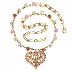 Colier placat cu Aur roz de 24K, cu cristale Swarovski, Aura | 3173/5-1112RG-Multicolor-6555