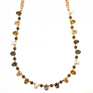 Colier placat cu Aur roz de 24K, cu cristale Swarovski, Earl Grey | 3508/3-1132RG-Gri/Bej-9135