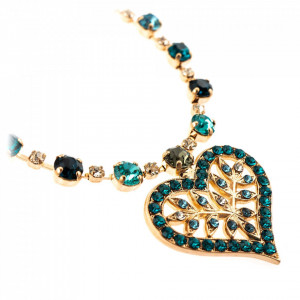 Colier placat cu Aur roz de 24K, cu cristale Swarovski, Nightfall | 3173/5-1114RG-Albastru-6565