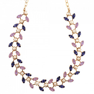 Colier placat cu Aur roz de 24K, cu cristale Swarovski, Romance | 3128/3-139-10RG-Multicolor-6105