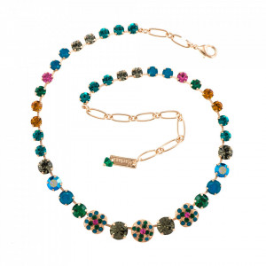 Colier placat cu Aur roz de 24K, cu cristale Swarovski, Selene - Odyssey | 3145/3-1086RG-Multicolor-6525