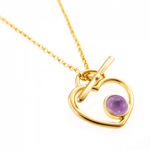 Colier placat cu aur - Wellness in my Heart si piatra semipretioasa Ametist-Mov-8825