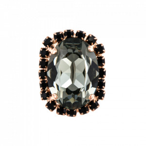 Inel placat cu Aur roz de 24K, cu cristale Swarovski, Black Diamond | 7090/1-1073RG-Multicolor-8075