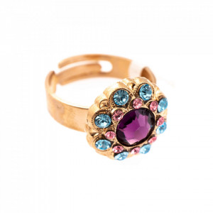 Inel placat cu Aur roz de 24K, cu cristale Swarovski, Cotton Candy - The Sweet Life | 7417/1-144RG-Multicolor-7605