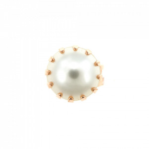 Inel placat cu Aur roz de 24K, cu cristale Swarovski, Crystal Pearl's | 7133M-48RG-Alb-8305