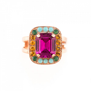 Inel placat cu Aur roz de 24K, cu cristale Swarovski, Happy Days | 7040/1-1007RG-Multicolor-7835