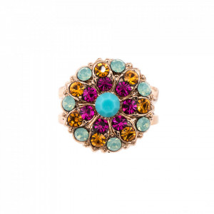 Inel placat cu Aur roz de 24K, cu cristale Swarovski, Happy Days | 7217-1007RG-Multicolor-8435
