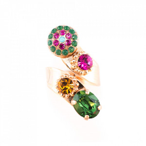 Inel placat cu Aur roz de 24K, cu cristale Swarovski, Happy Days | 7416-1007RG-Multicolor-7585