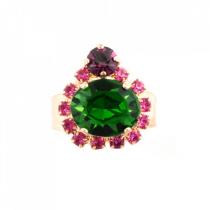 Inel placat cu Aur roz de 24K, cu cristale Swarovski, Luck | 7132-1033RG-Multicolor-8295