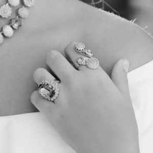 Inel placat cu Aur roz de 24K, cu cristale Swarovski, Nightfall | 7141/2-1114RG-Albastru-8345