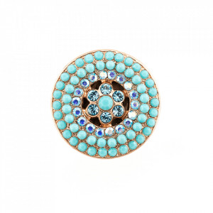 Inel placat cu Aur roz de 24K, cu cristale Swarovski, Sapphire Sky | 7078/1-2672RG-Verde-8045