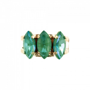 Inel placat cu Aur roz de 24K, cu cristale Swarovski, Silky Sage DeLite | 7633/4-169169RG-Verde-8105