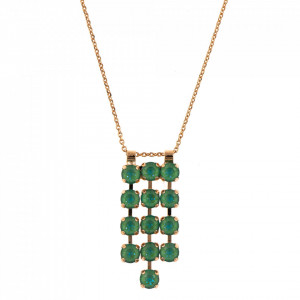 Pandantiv cu lant placat cu Aur roz de 24K, cu cristale Swarovski, Silky Sage DeLite | 5430/3-169169RG-Verde-6945