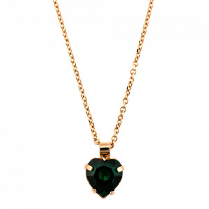 Pandantiv cu lant placat cu Aur roz de 24K, cu cristale Swarovski, Emerald | 5100/3-205RG-Verde-6435