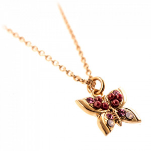 Pandantiv cu lant placat cu Aur roz de 24K, cu cristale Swarovski, Antigua | 5155/1-223-1RG-Roz-7075